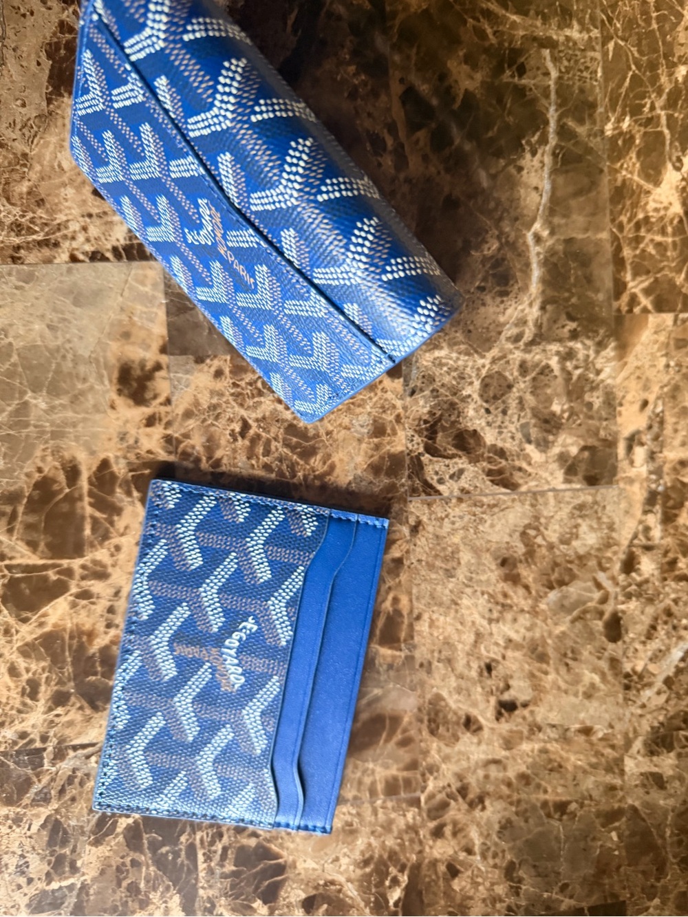 Goyard Blue Goyardine Card Holder and Key Pouch Set